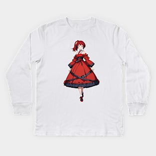Cute happy anime girl in summer series Kids Long Sleeve T-Shirt